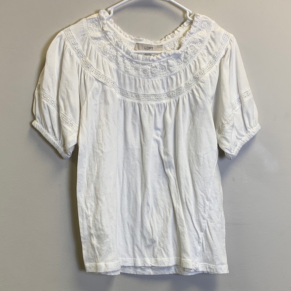 LOFT Tops - LOFT Ivory Lace Accent Blouse